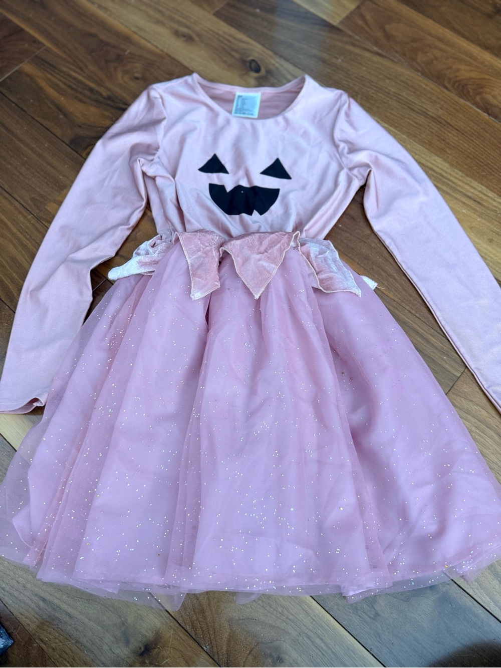 Girls Pink Pumpkin Face Tulle Halloween Costume Dress size 8-10
